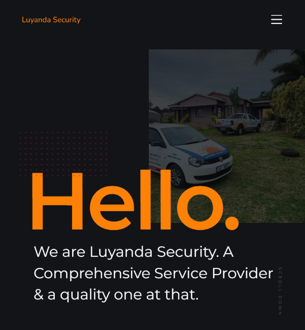 Homepage view of the Luyanda Security website